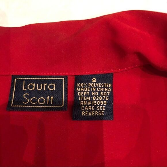 Laura Scott Blouse Red Size 8 - Picture 5 of 7